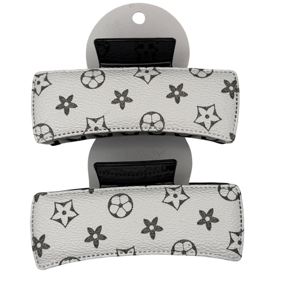 Accessories - Womens Set Of Two‎ White Claw Hair Clips Black Patterned